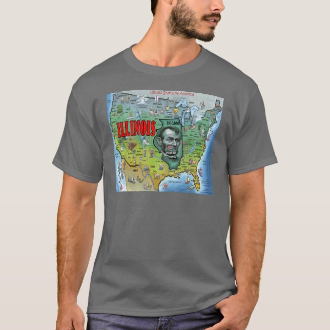 Illinois USA Karta T Shirt (Framsida)