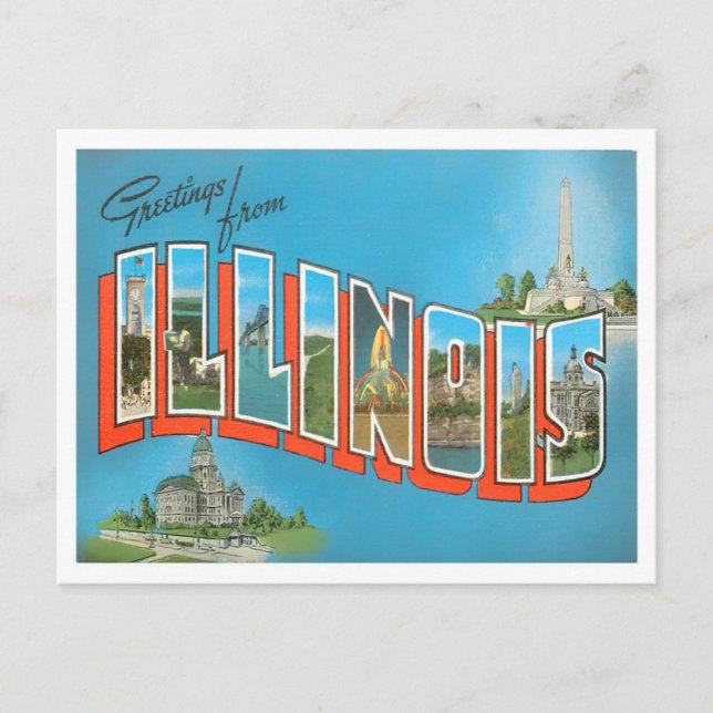 Illinois Vintage Big Brev vykort (Framsida)