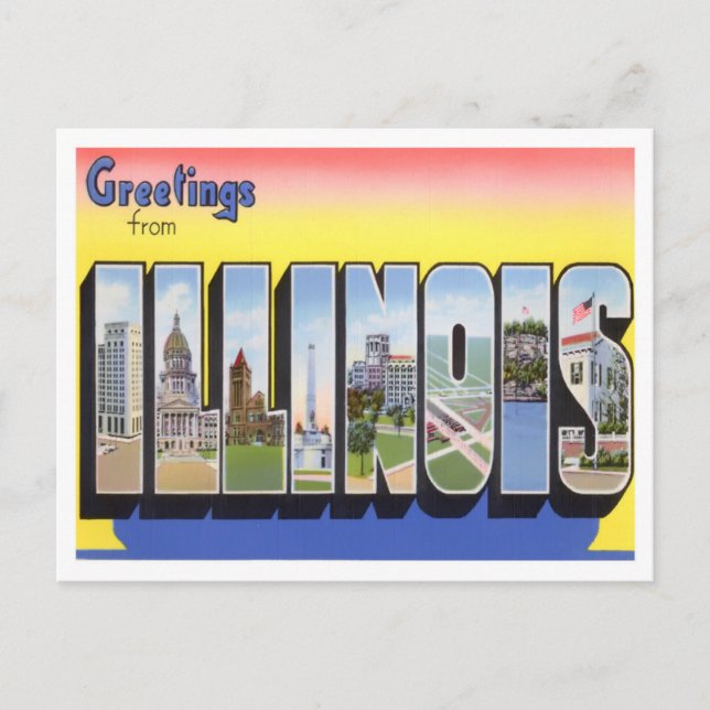 Illinois Vintage Big Brev vykort (Framsida)