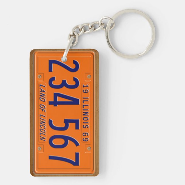 Illinois vintageregistreringsskylt 1969 Keychain (Baksidan)