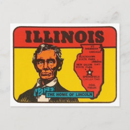 Illinois vintages statsdekaler med Lincoln Vykort