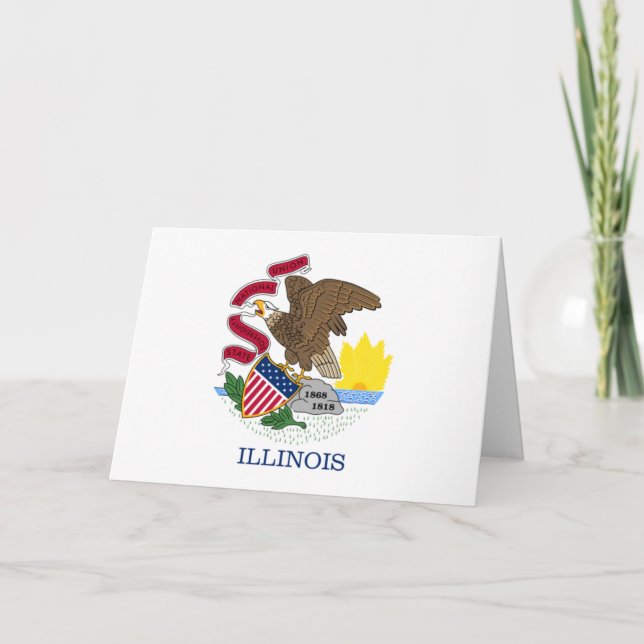 Illinoisan Flag, Flag of Illinois Kort (Framsida)
