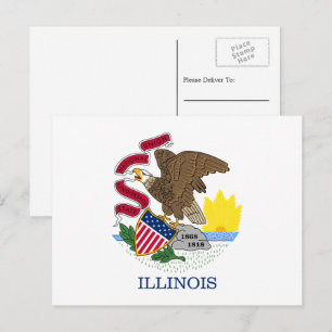 Illinoisansk Flagga, Flagga av Illinois Vykort