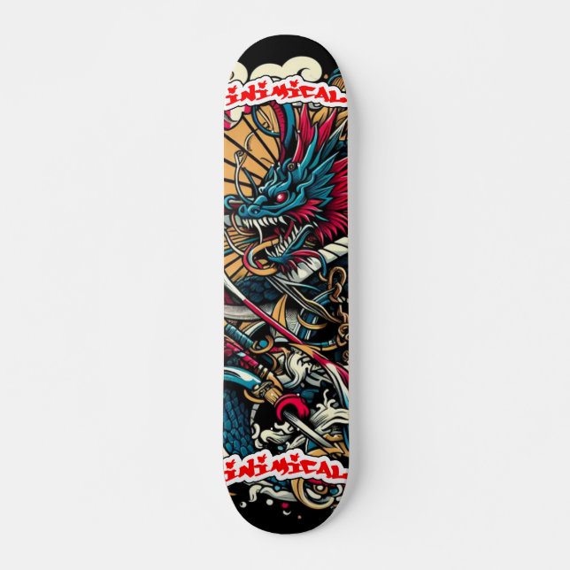 Illisk japansk Abstrakt Mini Skateboard Bräda 18,5 Cm (Framsida)