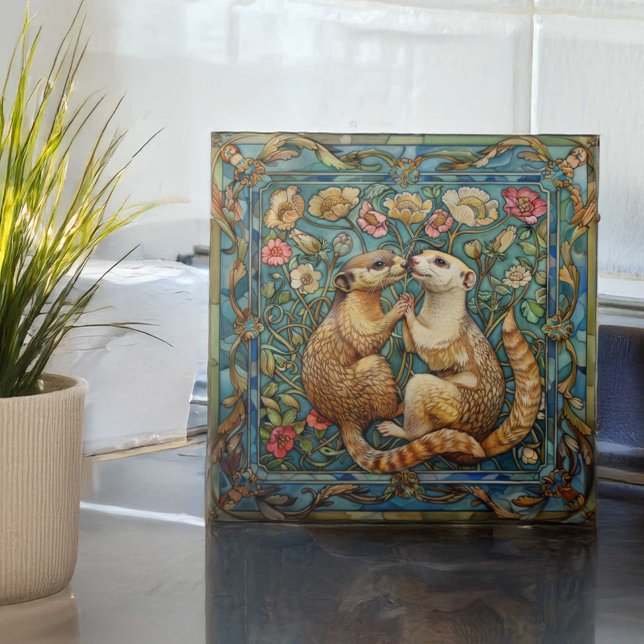 Illrar i Kärlek Romantic Art nouveau Design Kakelplatta (Skapare uppladdad)