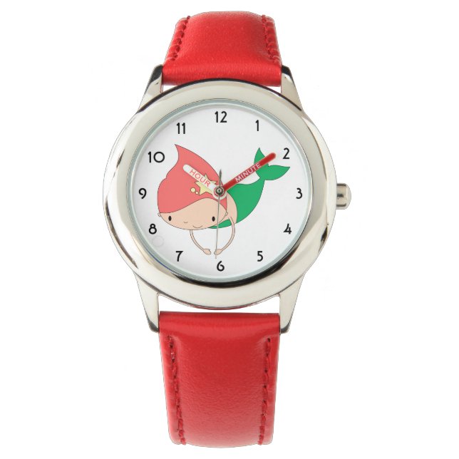 Illsima Cotton Candy Sjöjungfru Red Kids Watch Armbandsur (Framsida)