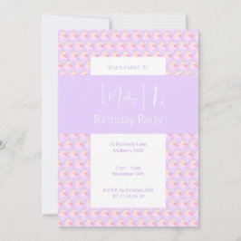 Illsima Rainbow Cupkaka Lila 1:a födeldagen Party Inbjudningar