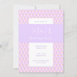 Illsima Rainbow Cupkaka Lila 1:a födeldagen Party Inbjudningar