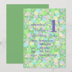 Illsima Rainbow Pastel Dots Boys Grönt Birthday I Inbjudningar