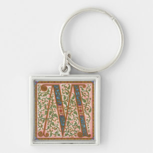 Illuminata *M* Monogrammed Keychain Fyrkantig Silverfärgad Nyckelring