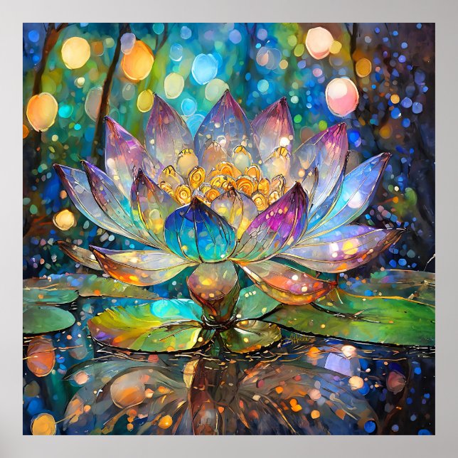 Illuminated Blooming Lotus Flower Poster (Framsidan)