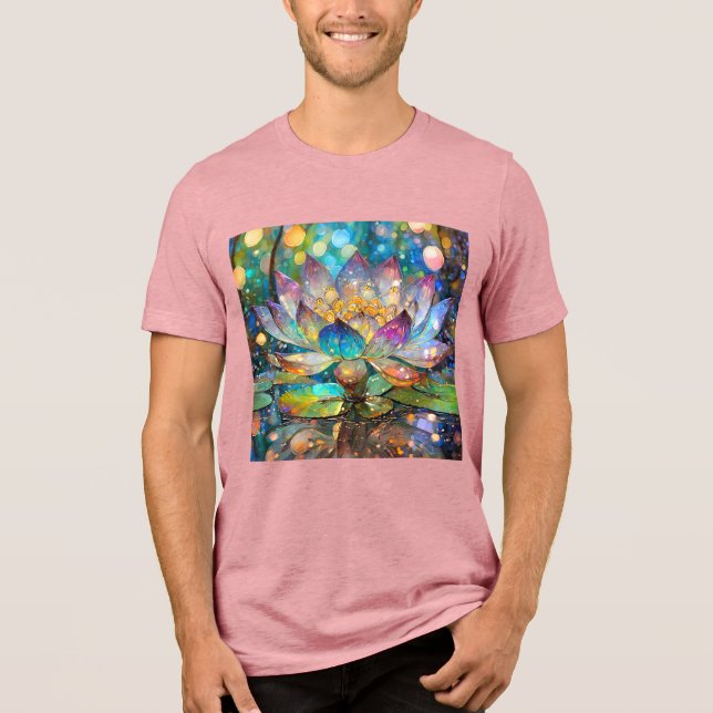 Illuminated Blooming Lotus Flower T Shirt (Framsida)
