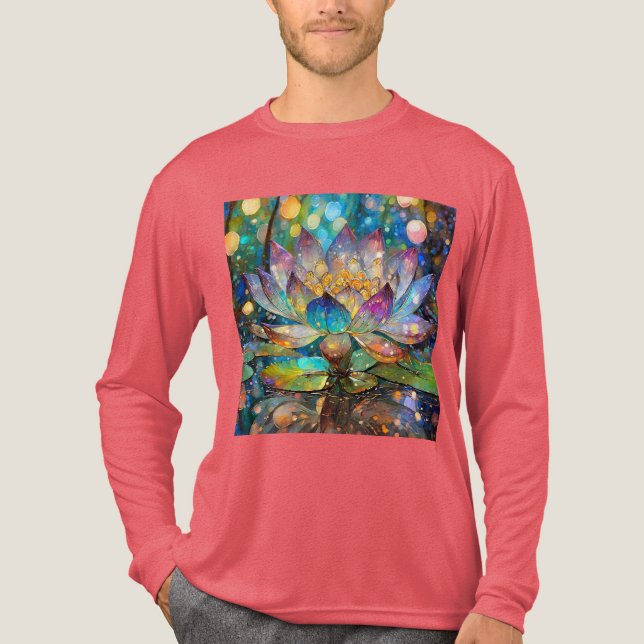 Illuminated Blooming Lotus Flower T Shirt (Framsida)