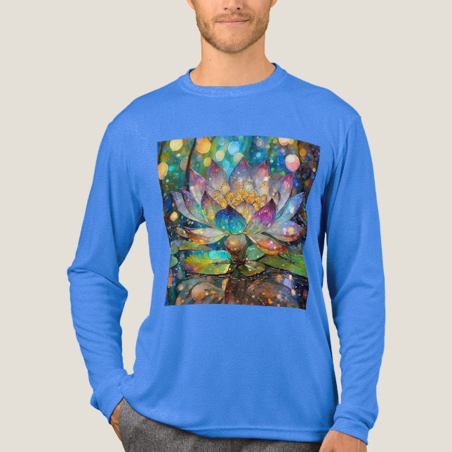 Illuminated Blooming Lotus Flower T Shirt (Framsida)