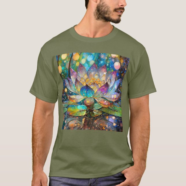 Illuminated Blooming Lotus Flower T Shirt (Framsida)