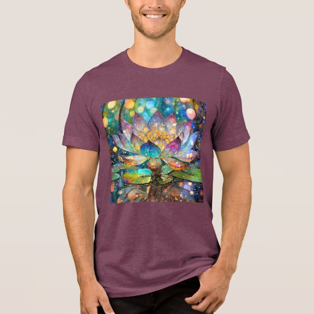 Illuminated Blooming Lotus Flower T Shirt (Framsida)