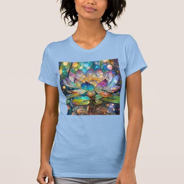 Illuminated Blooming Lotus Flower T Shirt (Framsida)