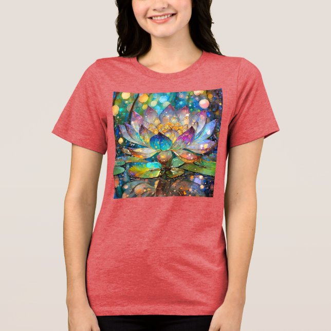Illuminated Blooming Lotus Flower T Shirt (Framsida)