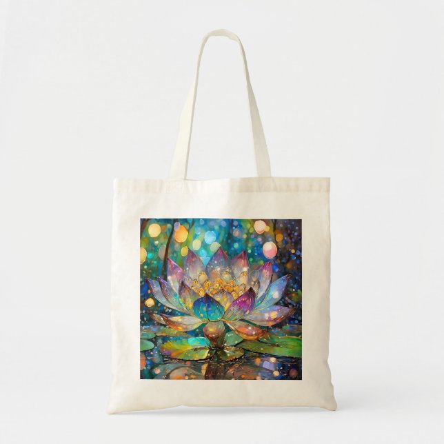 Illuminated Blooming Lotus Flower Tygkasse (Framsidan)