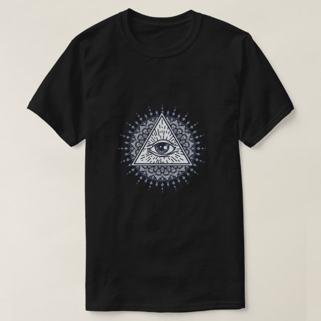 Illuminati Conspiracy Masonic Triangle Mandala Gif T Shirt (Design framsida)