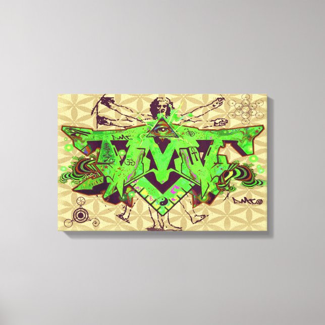 ILLUMINATI DMT GRAFFITI CANVAS FLOWER LIFE (Framsida)