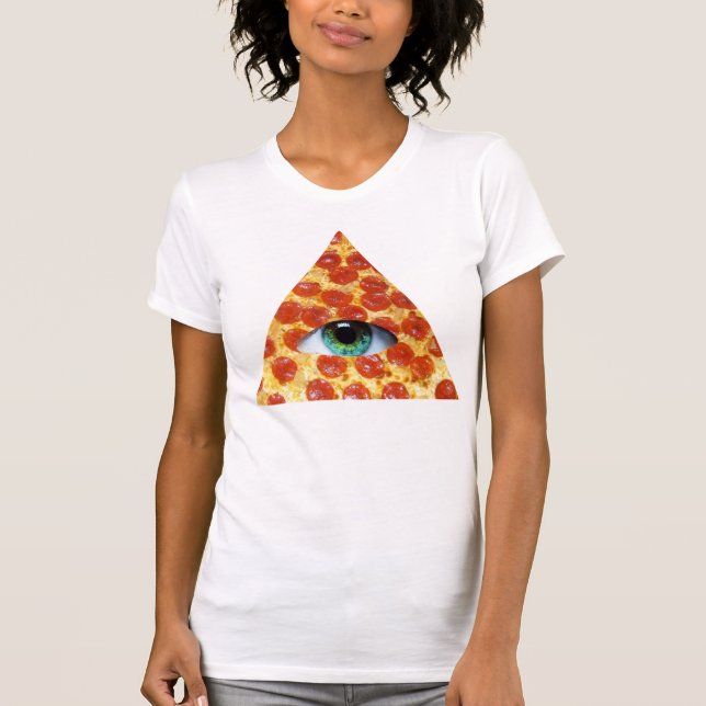 Illuminati Pizza Tee Shirt (Framsida)