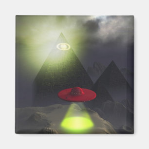 Illuminati pyramid och UFO-magnet Magnet