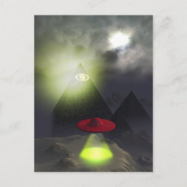 Illuminati Pyramid och UFO-vykort Vykort