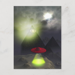Illuminati Pyramid och UFO-vykort Vykort