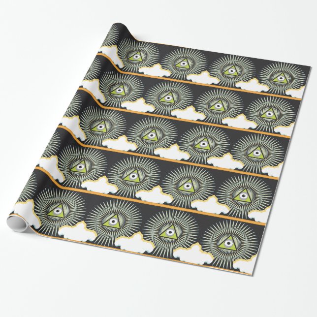 Illuminati som all seende ny värld för ögat presentpapper (Utrullad)