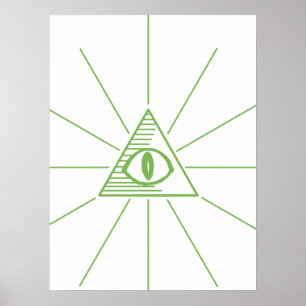 Illuminati Triangle Öga Grönt Poster
