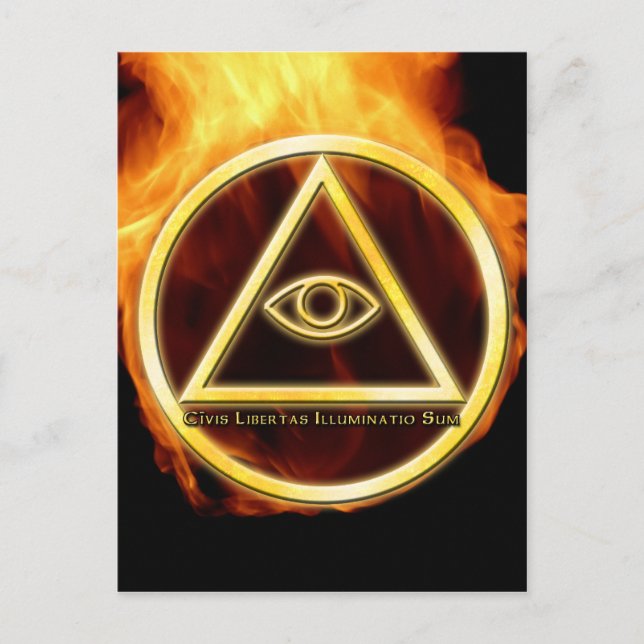 Illuminati vid brand vykort (Framsida)