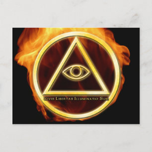 Illuminati vid brand vykort