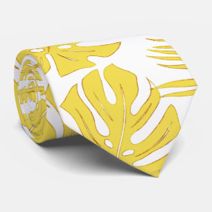 Illuminating yellow tropical monstera, palm leaves slips