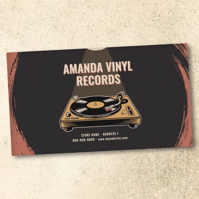 Illuminerad vinylskivspelare visitkort (Illuminated Vinyl Record Turntable Business Card)