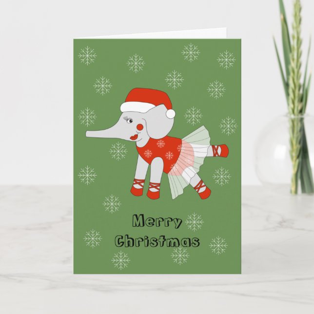 illusima Balett Elefant Jul Snöflingor Helgkort (Framsida)
