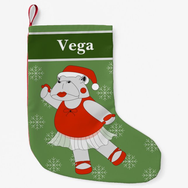 illusima Balett Flodhäst Jul Snöflingor Grön Liten Julstrumpa (Framsidan)