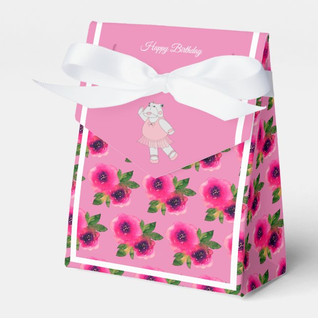 illusima Balett Flodhäst Rosa Ros Födelsedagsprese Presentaskar (Framsidan Sidan)