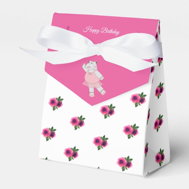 illusima Balett Flodhäst Små Rosa Rosor Present/ Presentaskar (Framsidan Sidan)