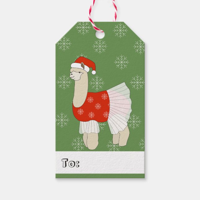 illusima balettdansande lama jul snöflingor presentetikett (Framsidan)