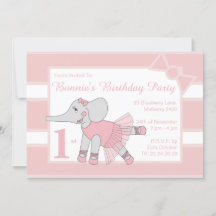 illusima Ballerina Elephant Baby Rosa Birthday