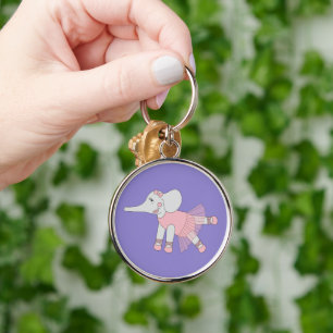 illusima Ballerina Elephant Light Lila Rund Silverfärgad Nyckelring