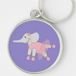 illusima Ballerina Elephant Light Lila Rund Silverfärgad Nyckelring
