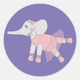 illusima Ballerina Elephant Lila Runt Klistermärke