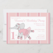 illusima Ballerina Elephant Ljus rosa födelsedag