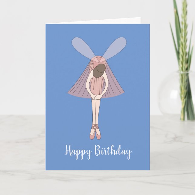 illusima Ballerina Fairy Blue Birthday Card Kort (Framsida)