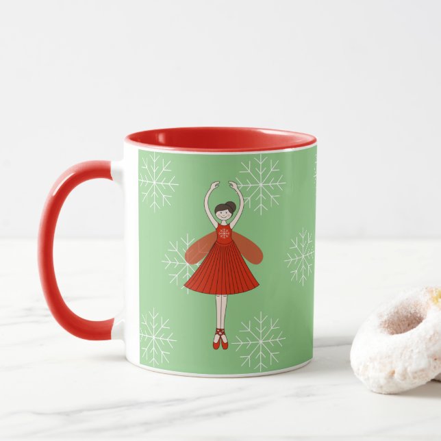 illusima Ballerina Fairy jul Snöflingor Mugg (Med munk)