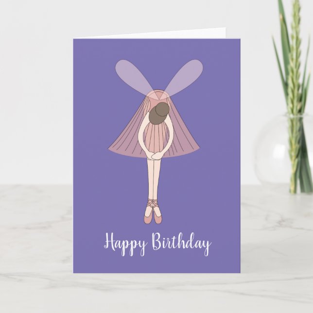 illusima Ballerina Fairy Lila Birday Card Kort (Framsida)