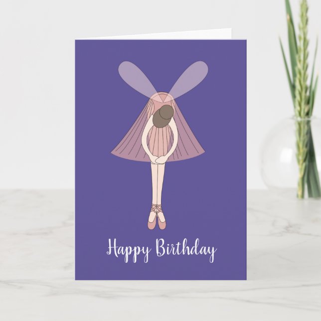 illusima Ballerina Fairy Mörk Lila Birday Card Kort (Framsida)