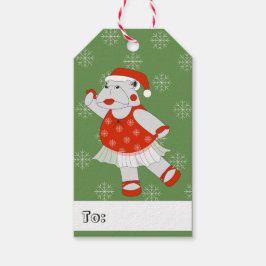 illusima Ballerina Flodhäst Jul Snöflingor Presentetikett